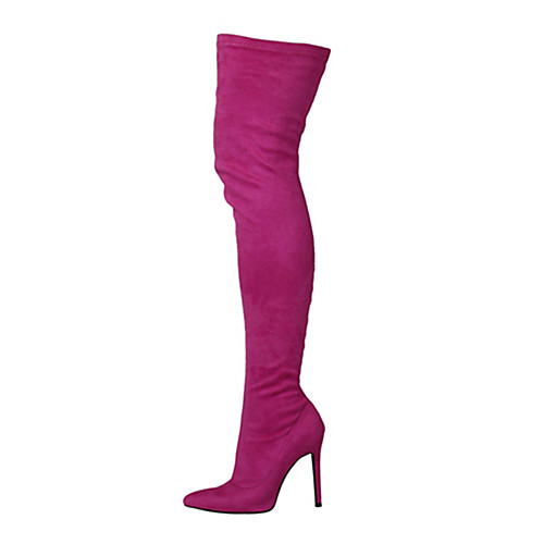

Women's Boots Over-The-Knee Boots Stiletto Heel Pointed Toe Faux Fur Over The Knee Boots Sweet Fall & Winter Black / Almond / Leopard / Party & Evening