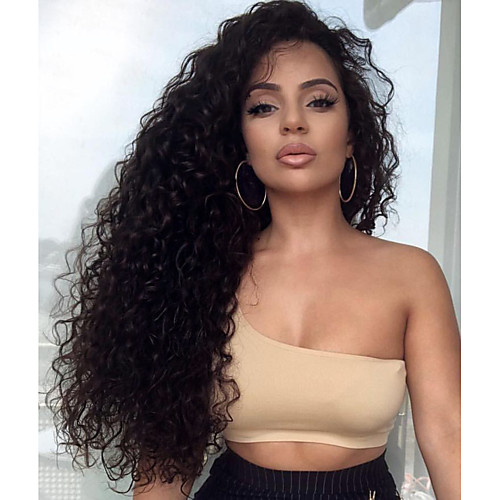 

Remy Human Hair Lace Front Wig Deep Parting style Brazilian Hair Loose Curl Natural Wig 130% 150% 180% Density with Baby Hair Natural Hairline with Clip Glueless With Bleached Knots Women's Medium