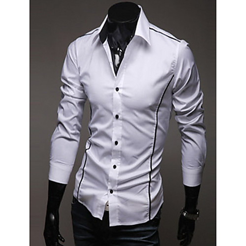 

Men's Shirt Solid Colored Plus Size Long Sleeve Daily Tops Cotton White Black Gray