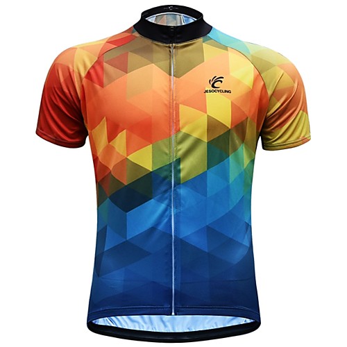 

JESOCYCLING Men's Short Sleeve Cycling Jersey BlueYellow Bike Jersey Top Breathable Moisture Wicking Quick Dry Sports 100% Polyester Mountain Bike MTB Road Bike Cycling Clothing Apparel / Stretchy