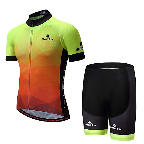 

Miloto Men's Short Sleeve Cycling Jersey with Shorts Luminous Bike Padded Shorts / Chamois Sports Mountain Bike MTB Road Bike Cycling Clothing Apparel