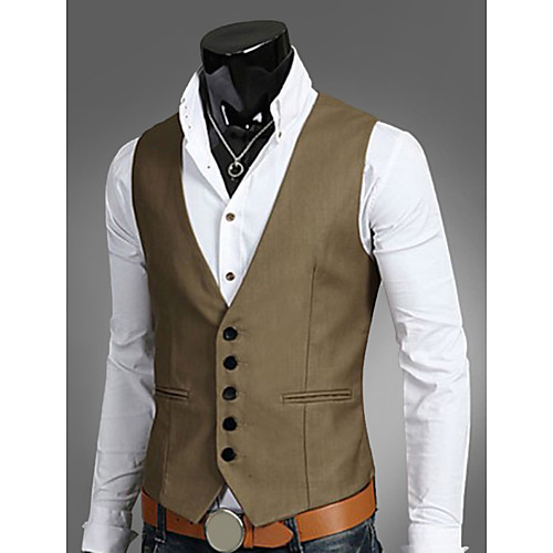 

Black / Navy Blue / Brown Solid Colored Slim Polyester Men's Suit / Sleeveless / Work / Plus Size / Business Formal