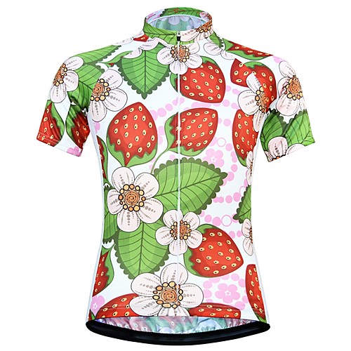 

JESOCYCLING Women's Short Sleeve Cycling Jersey White Floral Botanical Bike Jersey Top Mountain Bike MTB Road Bike Cycling Breathable Quick Dry Moisture Wicking Sports Clothing Apparel / Stretchy