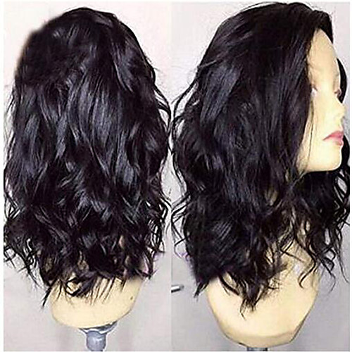 

Human Hair Unprocessed Human Hair Lace Front Wig Bob Short Bob style Brazilian Hair Wavy Black Wig 130% Density with Baby Hair Natural Hairline For Black Women 100% Virgin 100% Hand Tied Women's Short