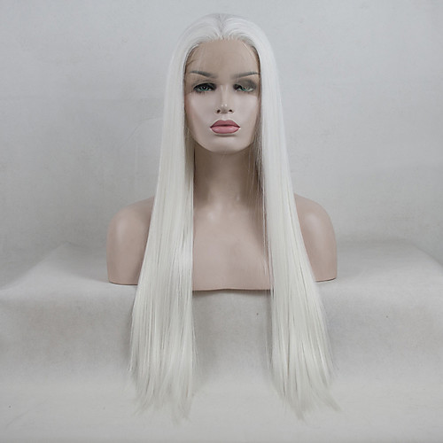 

Synthetic Lace Front Wig Straight Kardashian Free Part Lace Front Wig Long Creamy-white Synthetic Hair 18-26 inch Women's Adjustable Lace Heat Resistant White