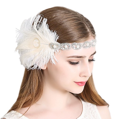 

The Great Gatsby Charleston Roaring 20s Vintage 1920s The Great Gatsby Headpiece Flapper Headband Women's Tassel Fringe Costume Head Jewelry Golden / White / Black Vintage Cosplay Party Prom