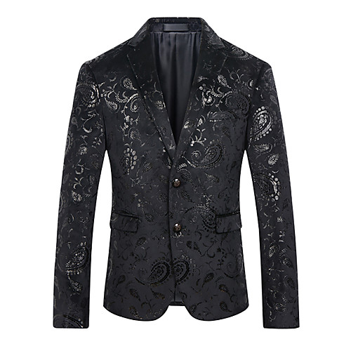 

Black Regular Fit Cotton / Polyester Men's Suit - Notch lapel collar / Party / Fall / Spring / Long Sleeve / Streetwear