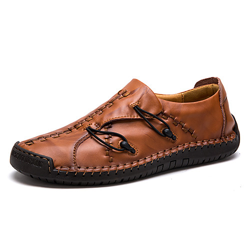 

Men's Leather Shoes Leather Spring & Fall Business / Casual Loafers & Slip-Ons Black / Dark Brown / Yellow / Outdoor