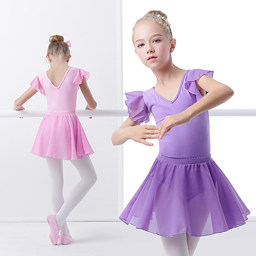 

Ballet Skirts Ruching Wave-like Girls' Training Performance Short Sleeve Elastane Lycra