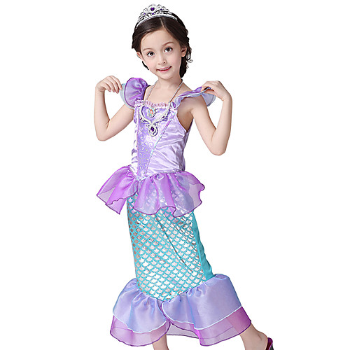 

The Little Mermaid Cosplay Costume Halloween Props Flower Girl Dress Kids Elementary Girls' A-Line Slip Mermaid and Trumpet Gown Slip Vacation Dress Halloween Halloween Festival / Holiday Polyster