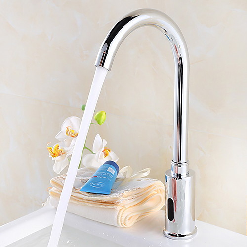 

Bathroom Sink Faucet - Sensor Electroplated Free Standing Hands free One HoleBath Taps / Brass