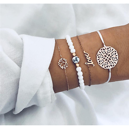 

Men's Women's Hollow Out Chain Bracelet - Flower, Letter Natural, Punk, Casual / Sporty Bracelet Gold For Gift Birthday / 4pcs