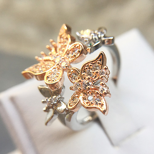 

Women's Statement Ring Ring Cubic Zirconia 1pc Rose Gold Copper Platinum Plated Rose Gold Plated Romantic Fashion Elegant Gift Evening Party Jewelry Classic Butterfly Lovely / Imitation Diamond
