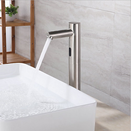 

Touchless Bathroom Sink Faucet - Stainless Steel Free Standing Hands free One HoleBath Taps / Brass