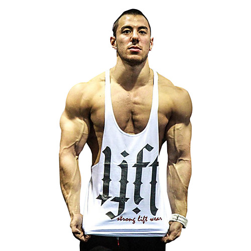 

Men's Graphic Letter Print Slim Tank Top Active Daily Sports Gym Round Neck White / Black / Red / Navy Blue / Gray / Summer / Sleeveless