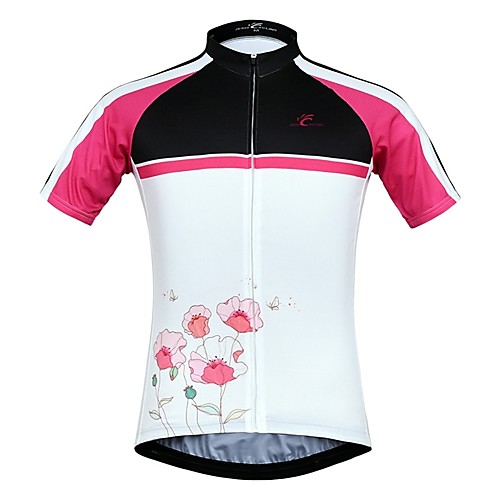 

JESOCYCLING Women's Short Sleeve Cycling Jersey White Floral Botanical Bike Jersey Top Mountain Bike MTB Road Bike Cycling Breathable Quick Dry Moisture Wicking Sports Clothing Apparel / Stretchy