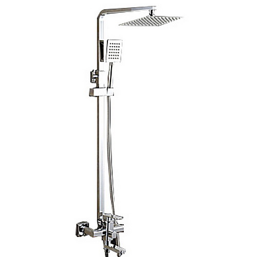 

Shower Faucet - Contemporary Chrome Centerset Ceramic Valve Bath Shower Mixer Taps / Brass / Single Handle Two Holes