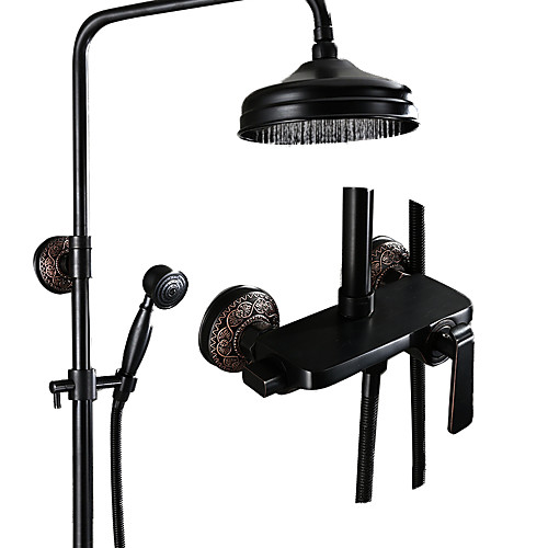 

Shower Faucet - Antique Oil-rubbed Bronze Centerset Ceramic Valve Bath Shower Mixer Taps / Brass / Single Handle Three Holes