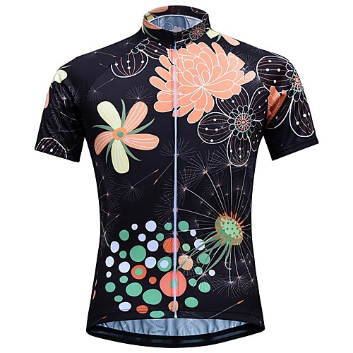 

JESOCYCLING Women's Short Sleeve Cycling Jersey Black Floral Botanical Bike Top Mountain Bike MTB Road Bike Cycling Breathable Quick Dry Moisture Wicking Sports Clothing Apparel / Stretchy