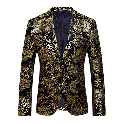 

Gold / Silver Floral Slim Cotton / Polyester Men's Suit - Notch lapel collar / Party / Fall / Spring / Long Sleeve / Club