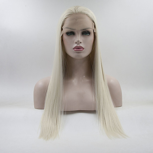 

Synthetic Lace Front Wig Straight Free Part Lace Front Wig Long Creamy-white Synthetic Hair 18-26 inch Women's Adjustable Lace Heat Resistant White