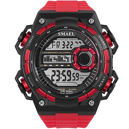 

Men's Sport Watch Digital Watch Digital Oversized Quilted PU Leather Black / White / Red Water Resistant / Waterproof Noctilucent Large Dial Digital Casual Fashion - White Black Red