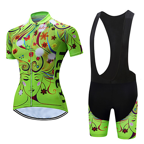 

Women's Short Sleeve Cycling Jersey with Bib Shorts White Black Floral Botanical Bike Clothing Suit Breathable Moisture Wicking Quick Dry Sports Polyester Floral Botanical Mountain Bike MTB Road Bike