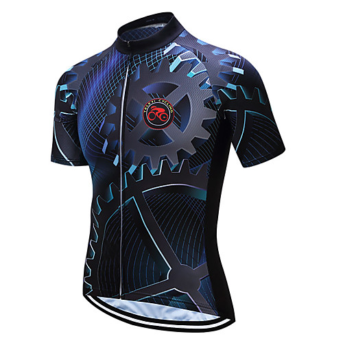 

21Grams Men's Short Sleeve Cycling Jersey Coolmax Blue / Black Bike Jersey Top Mountain Bike MTB Road Bike Cycling Moisture Wicking Limits Bacteria Sports Clothing Apparel / Stretchy / SBS Zipper