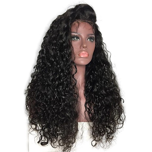 

Remy Human Hair Lace Front Wig Layered Haircut Rihanna style Peruvian Hair Curly Black Wig 150% Density with Baby Hair Natural Hairline For Black Women Unprocessed Women's Long Human Hair Lace Wig