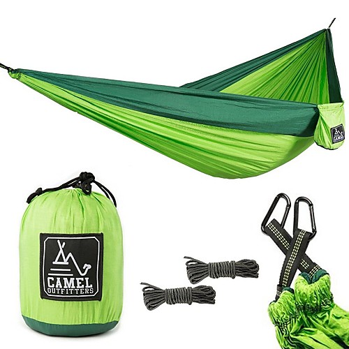 

Camping Hammock Double Hammock Outdoor Portable Breathable Quick Dry Ultra Light (UL) Plus Size Parachute Nylon with Carabiners and Tree Straps for 2 person Camping / Hiking Hunting Fishing Blue