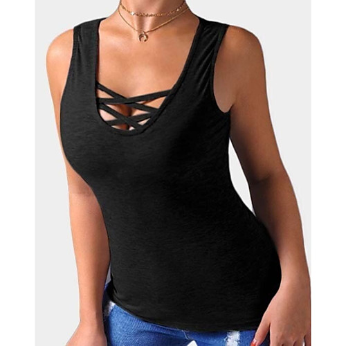 

Women's Plus Size Solid Colored Skinny Tank Top Daily Black / Purple / Red / Navy Blue