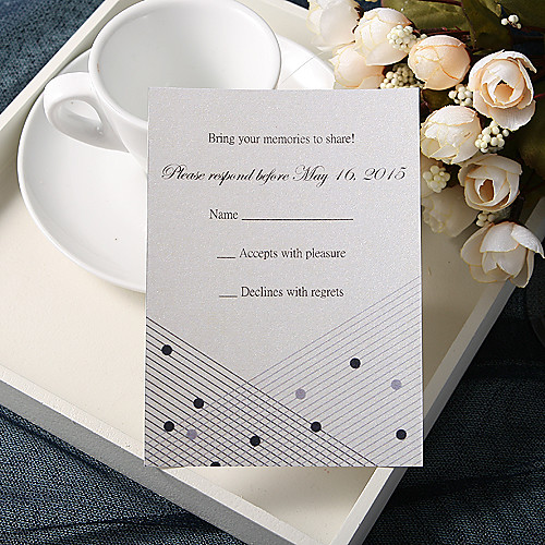 

Flat Card Wedding Invitations 20 - Response Cards Floral Style Pearl Paper