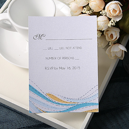 

Flat Card Wedding Invitations 20 - Response Cards Floral Style Pearl Paper