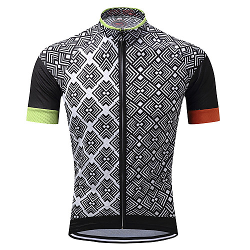 

Men's Short Sleeve Cycling Jersey Polyester Black Plaid / Checkered Bike Jersey Top Mountain Bike MTB Road Bike Cycling Quick Dry Moisture Wicking Sports Clothing Apparel / Stretchy / SBS Zipper