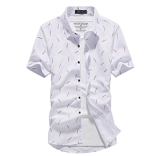 

Men's Geometric Print Shirt Daily Club Collar White / Red / Light Blue / Short Sleeve