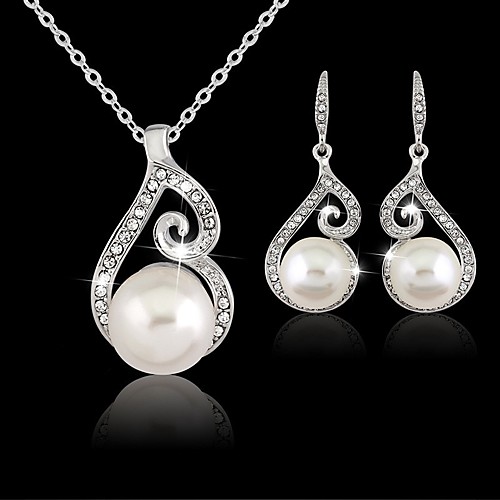 

Pearl Jewelry Set Pendant Necklace Statement Ladies Vintage Party Work Casual Earrings Jewelry White For Wedding Party Masquerade Engagement Party Prom Promise