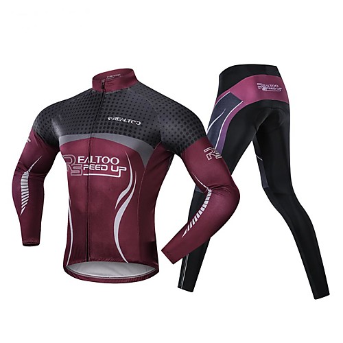 

Realtoo Men's Long Sleeve Cycling Jersey with Tights Winter Spandex Black / Red Bike Clothing Suit Waterproof Breathable Sports Classic Mountain Bike MTB Road Bike Cycling Clothing Apparel