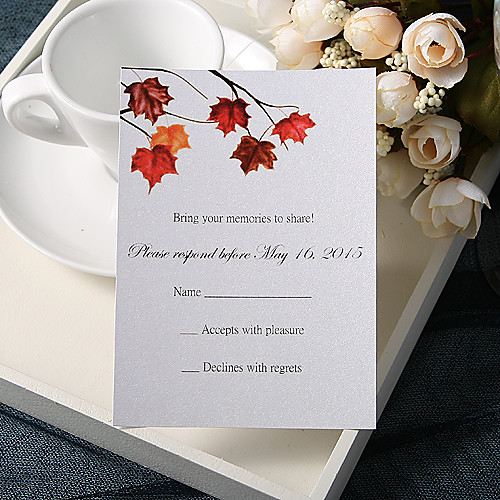 

Flat Card Wedding Invitations 20 - Response Cards Floral Style Pearl Paper