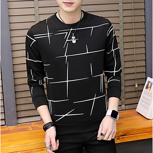 

Men's Sweatshirt Solid Colored Round Neck Daily Basic Hoodies Sweatshirts Long Sleeve White Black