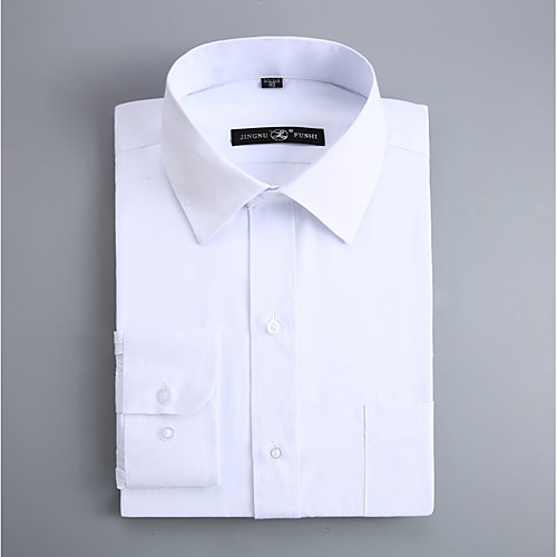 

Men's Solid Colored Slim Shirt - Cotton Business Basic Work Spread Collar White / Spring / Fall / Long Sleeve