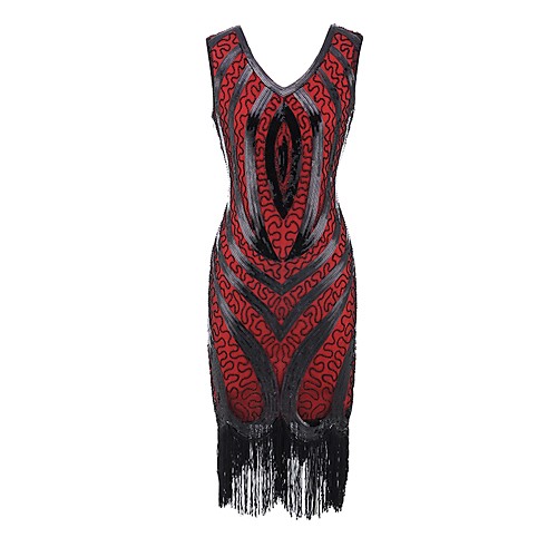 

The Great Gatsby Charleston 1920s Vintage Vacation Dress Flapper Dress Prom Dress Women's Sequin Costume Golden / Red / Silver Vintage Cosplay Party Homecoming Sleeveless Tea Length