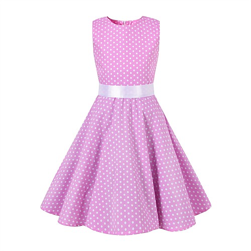 

Movie / TV Theme Costumes Audrey Hepburn Dresses Floral Style 1950s Hepburn Vintage Dress JSK / Jumper Skirt Rockabilly Prom Dress Girls' Kid's Costume Pink Vintage Cosplay Party / Evening Family