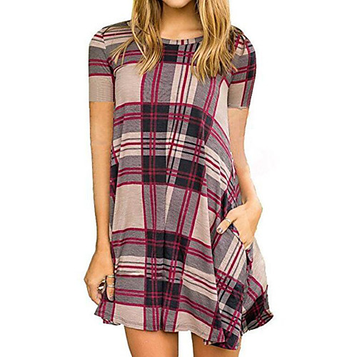 

Women's Sheath Dress Midi Dress Blue Red Wine Gray Short Sleeve Round Neck S M L XL XXL