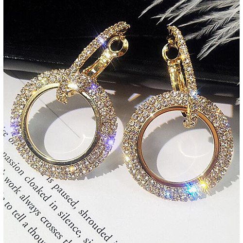 

Women's Drop Earrings Hollow Out Pave Simple Korean Elegant Bling Bling everyday Imitation Diamond Earrings Jewelry Gold / Silver For Birthday Daily 1 Pair