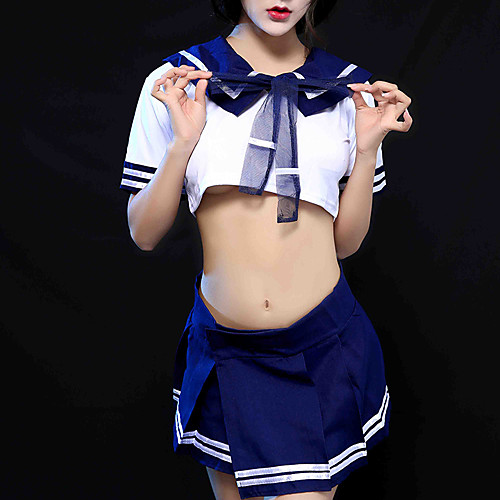 

Women's Bow Super Sexy Uniforms & Cheongsams Suits Nightwear Color Block Light Blue / Blue / Red One-Size / Shirt Collar