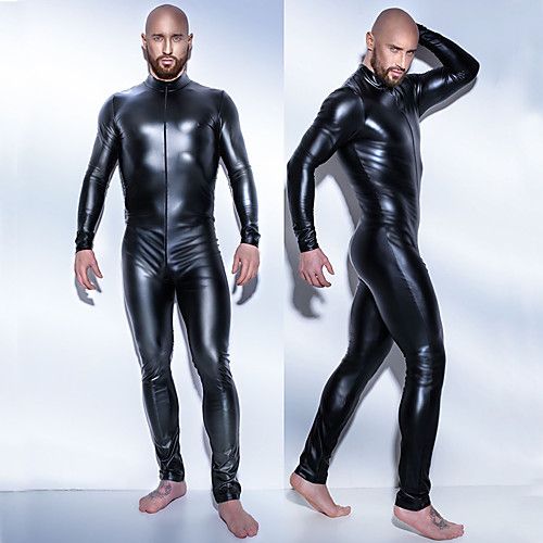 

Zentai Suits Skin Suit Ninja Adults' Latex Cotton Cosplay Costumes Leotards Men's Black Solid Colored Halloween Carnival Masquerade / Leotard / Onesie / Leotard / Onesie