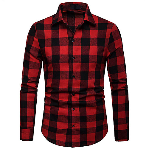 

Men's Plaid Shirt Business Daily Black / Blue / Red / Long Sleeve