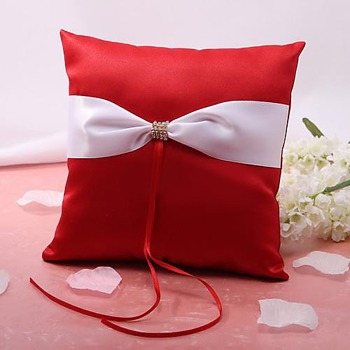 

Silk Like Satin Ribbon Bow / Crystal / Rhinestone Satin Ring Pillow Wedding All Seasons