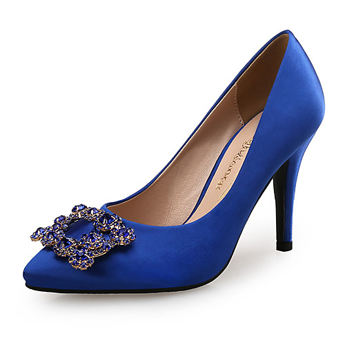 

Women's Satin Spring & Fall Sweet / Minimalism Heels Stiletto Heel Pointed Toe Rhinestone Gray / Royal Blue / Wedding / Party & Evening