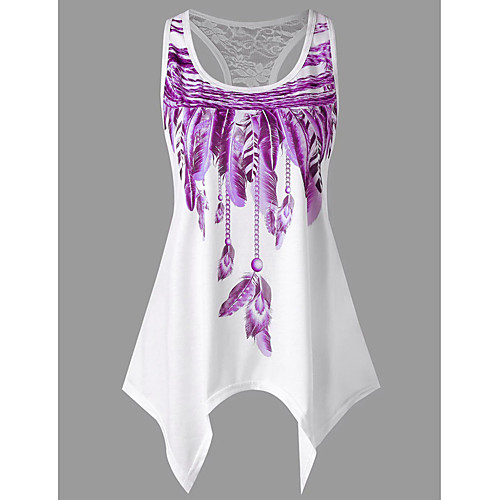 

Women's T shirt Solid Colored Geometric Plus Size Print Sleeveless Holiday Tops Basic Streetwear Blue Purple Red
